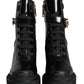 Dolce & Gabbana Black Calf Leather Logo Trekking Biker Boots Shoes