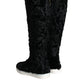 Dolce & Gabbana Black Xiangao Lamb Fur Leather Boots Shoes