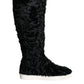 Dolce & Gabbana Black Xiangao Lamb Fur Leather Boots Shoes