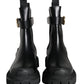 Dolce & Gabbana Black Leather Combat Mid Calf Boots Shoes