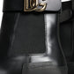 Dolce & Gabbana Black Leather Combat Mid Calf Boots Shoes