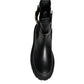 Dolce & Gabbana Black Leather Combat Mid Calf Boots Shoes