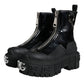 Dolce & Gabbana Black Leather Rubber Logo Ankle Boots Shoes