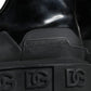 Dolce & Gabbana Black Leather Rubber Logo Ankle Boots Shoes