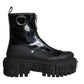 Dolce & Gabbana Black Leather Rubber Logo Ankle Boots Shoes