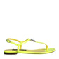 Dolce & Gabbana Yellow Leather DG Logo Flats Sandals Shoes