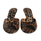 Dolce & Gabbana Brown Leopard Leather Slides Heels Sandals Shoes