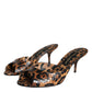 Dolce & Gabbana Brown Leopard Leather Slides Heels Sandals Shoes