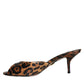 Dolce & Gabbana Brown Leopard Leather Slides Heels Sandals Shoes