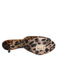 Dolce & Gabbana Brown Leopard Leather Slides Heels Sandals Shoes