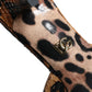 Dolce & Gabbana Brown Leopard Leather Slides Heels Sandals Shoes