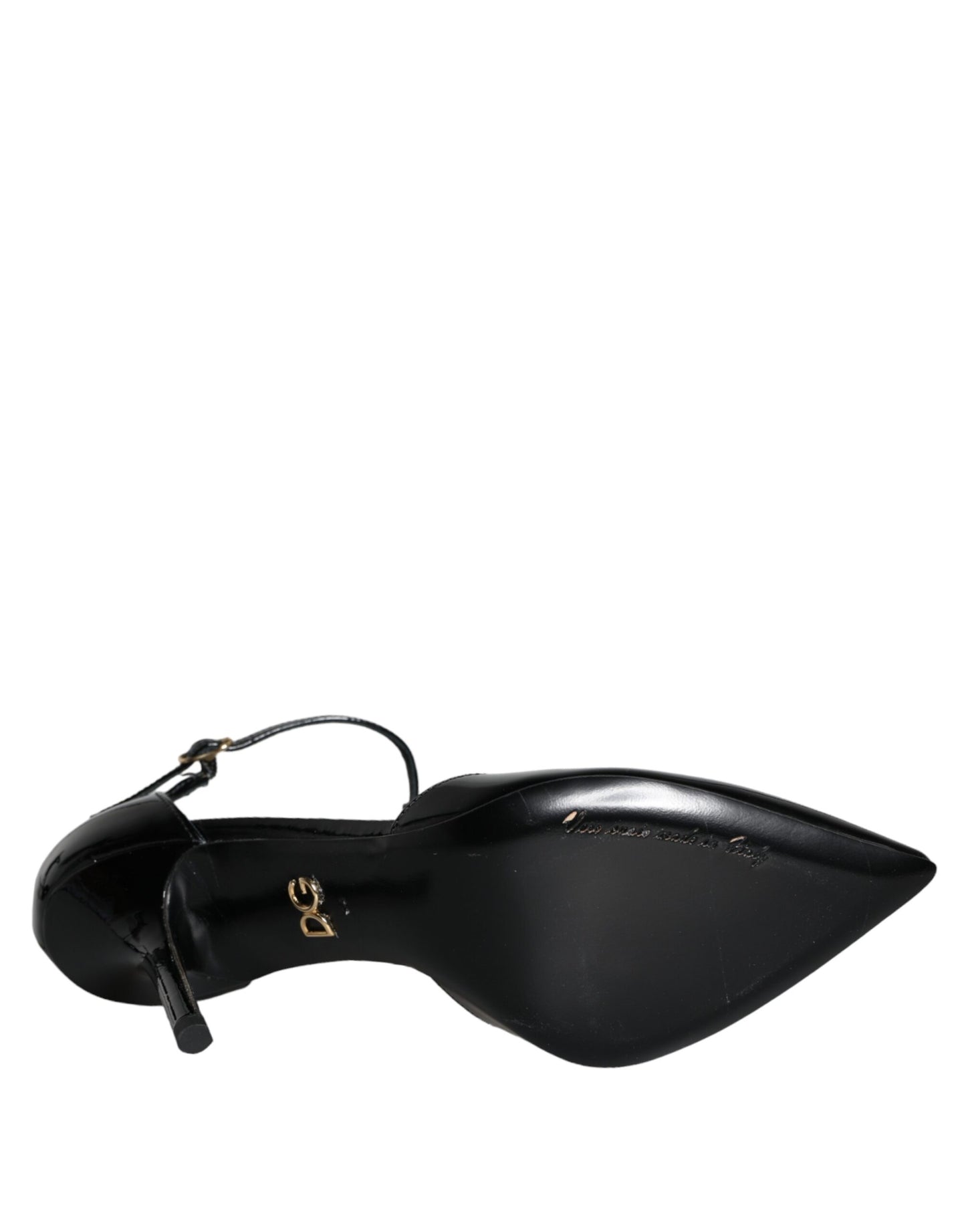 Dolce & Gabbana Black Leather T-strap Stiletto High Heels Shoes