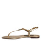 Dolce & Gabbana Gold Leather DG Logo Flats Sandals Shoes