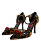 Dolce & Gabbana Brown Leopard Floral Crystal Ankle Strap Pumps Shoes