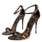 Dolce & Gabbana Brown Leopard Leather Ankle Strap Sandals Shoes