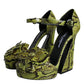 Dolce & Gabbana Green Exotic Leather Ankle Strap Heels Sandals Shoes