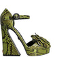 Dolce & Gabbana Green Exotic Leather Ankle Strap Heels Sandals Shoes