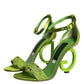 Dolce & Gabbana Green Lace Logo Heels Ankle Strap Sandals Shoes