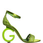 Dolce & Gabbana Green Lace Logo Heels Ankle Strap Sandals Shoes