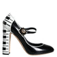 Dolce & Gabbana Black White Piano Keys Mary Janes Heels Shoes