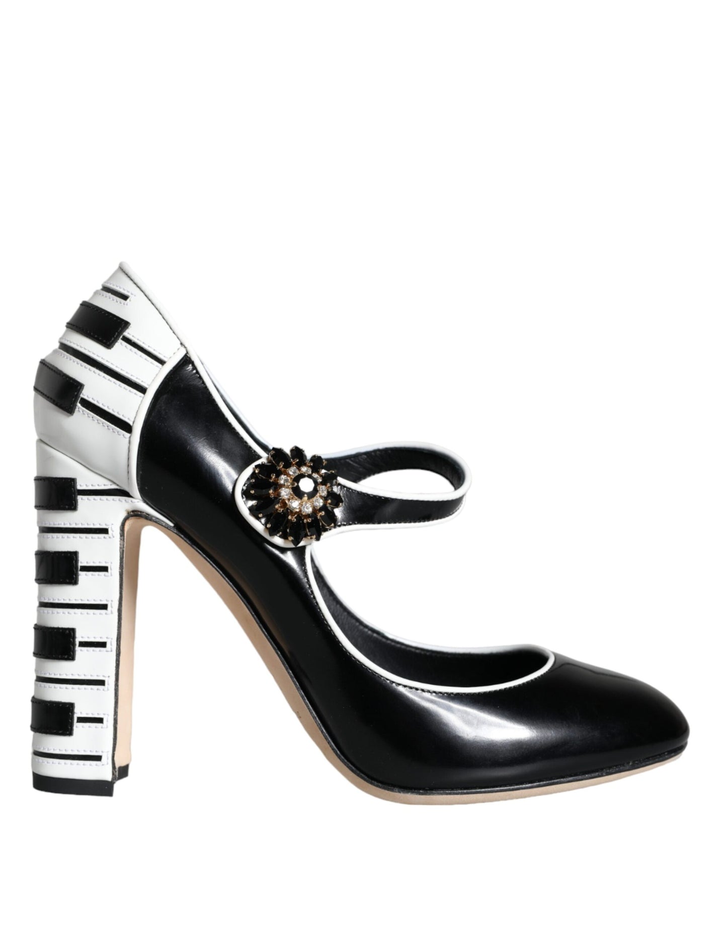 Dolce & Gabbana Black White Piano Keys Mary Janes Heels Shoes