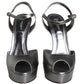 Dolce & Gabbana Metallic Silver Leather Keira Platform Sandals Shoes