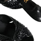 Dolce & Gabbana Black Leather Heels Slides Sandals Shoes