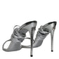 Dolce & Gabbana Metalic Silver Strap Stilettos Sandals Shoes