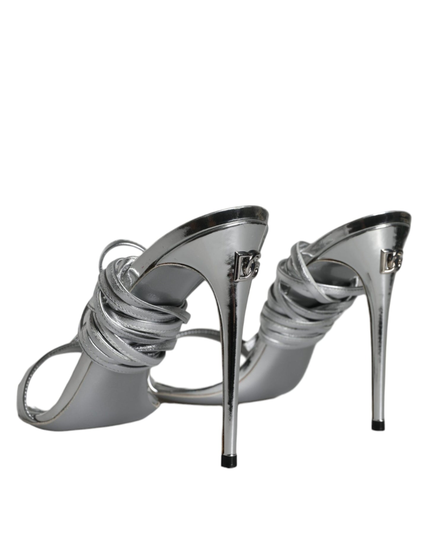 Dolce & Gabbana Metalic Silver Strap Stilettos Sandals Shoes