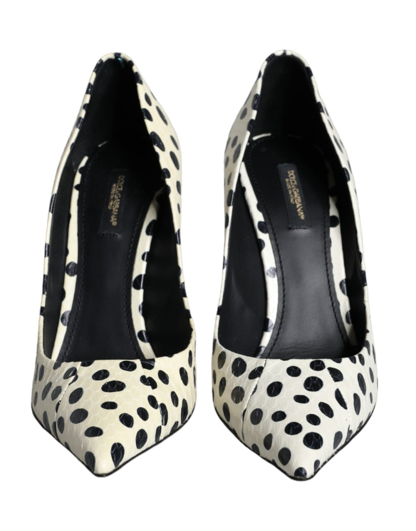 Dolce & Gabbana Black White Polka Dot Leather Pumps Shoes