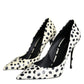 Dolce & Gabbana Black White Polka Dot Leather Pumps Shoes