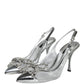 Dolce & Gabbana Silver Mesh Crystal Embellished Slingback Shoes