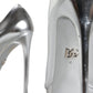 Dolce & Gabbana Silver Leather Platform Heels Pumps Shoes