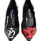 Dolce & Gabbana Black Graffiti Leather High Heels Pumps Shoes