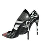 Dolce & Gabbana Black Graffiti Leather High Heels Pumps Shoes