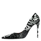 Dolce & Gabbana Black Graffiti Leather High Heels Pumps Shoes