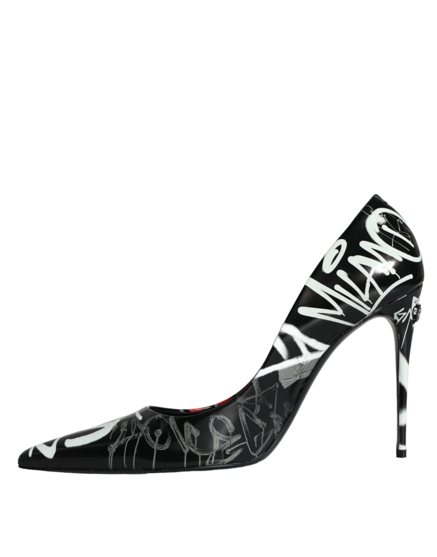 Dolce & Gabbana Black Graffiti Leather High Heels Pumps Shoes