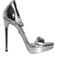 Dolce & Gabbana Silver KEIRA Heels Ankle Strap Sandals Shoes