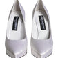 Dolce & Gabbana White Satin Platform High Heels Pumps Shoes