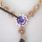 Dolce & Gabbana Gold Brass Crystal Purple Pink Pearl Pendants Necklace