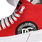 Dolce & Gabbana Red White Canvas Logo Sneakers Boots Shoes