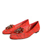 Dolce & Gabbana Coral Lace Crystal Ballet Flats Loafers Shoes