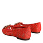 Dolce & Gabbana Coral Lace Crystal Ballet Flats Loafers Shoes