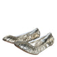 Dolce & Gabbana Silver Patent Leather Scrunch Ballet Flats Shoes