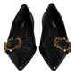 Dolce & Gabbana Black Devotion Leather Pointy Flats Shoes