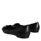 Dolce & Gabbana Black Devotion Leather Pointy Flats Shoes