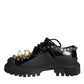 Dolce & Gabbana Black Leather Trekking Derby Embellished Shoes