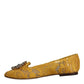 Dolce & Gabbana Mustard Lace Crystal Ballet Flats Loafer Shoes