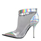 Dolce & Gabbana Silver Iridescent PVC Pointed Short Boots Shoes