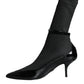 Dolce & Gabbana Black Leather Stilettos Booties Socks Shoes